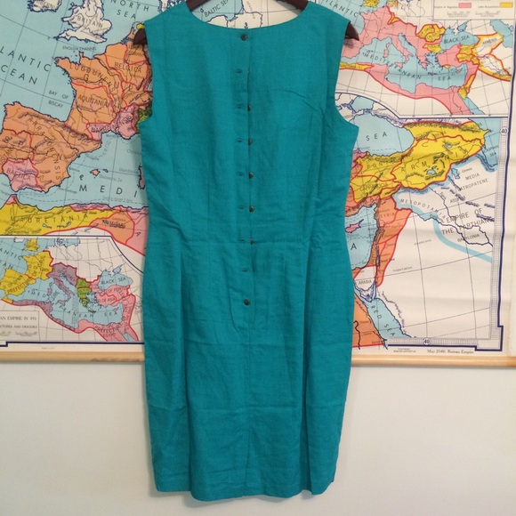 Vintage Turquoise Sheath Dress - Picture 4 of 7